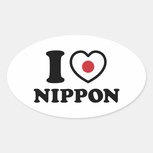 ADESIVO OVAL EU HEARI [AMOR] NIPPON (Frente)