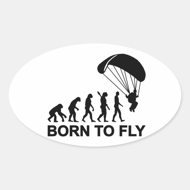 Adesivo Oval Evolution Skydiving nascer para voar (Frente)