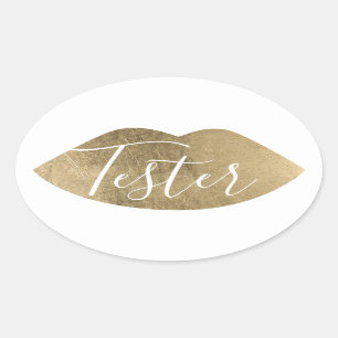 Adesivo Oval Exemplo de testador de produto Experimente Lábios