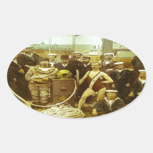 Adesivo Oval Exposição Real Naval 1891 Lanterna Mágica Slide