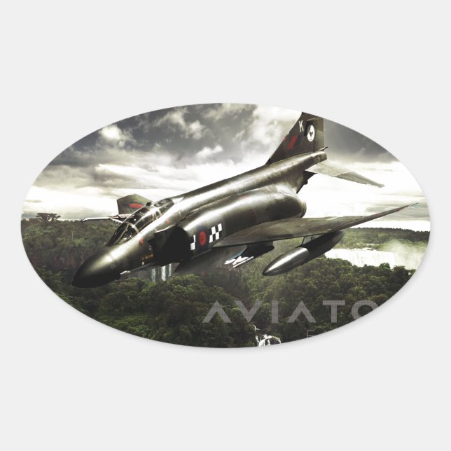Adesivo Oval F-4 Jato de Combatente Fantasma (Frente)