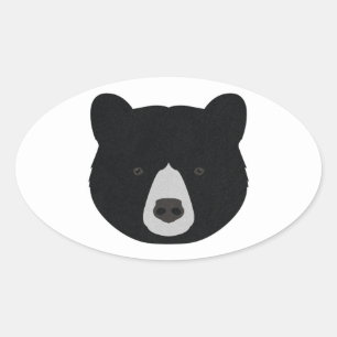 Adesivo Oval Face do Urso Negro