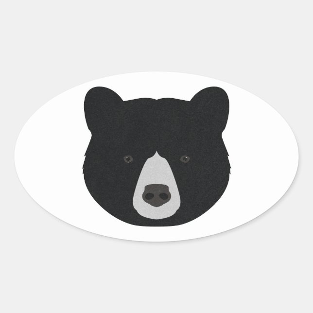 Adesivo Oval Face do Urso Preto (Frente)