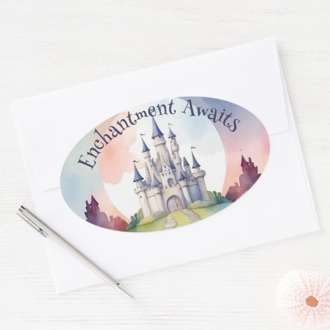 Adesivo Oval Fairy Tale Castle Party (Envelope)