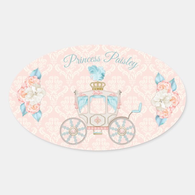 Adesivo Oval Fairytale Princesa Rosas Esmagam Ivory Aqua (Frente)