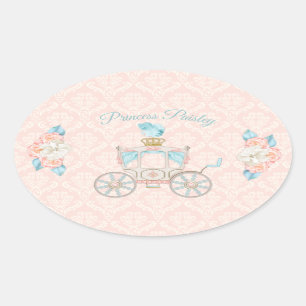 Adesivo Oval Fairytale Princesa Rosas Esmagam Ivory Aqua