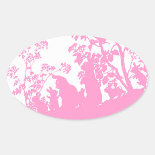 Adesivo Oval Família Bunny