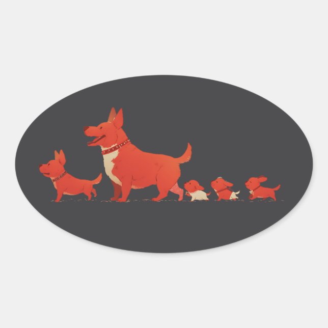 Adesivo Oval Família Cachorro de Corgi-Cute - Bebê-Quote Bib (Frente)