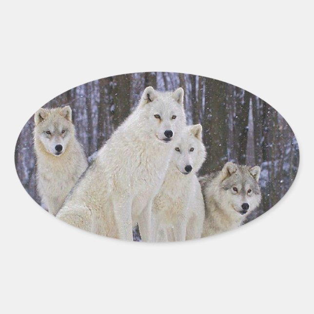 Adesivo Oval Família Wolf (Frente)