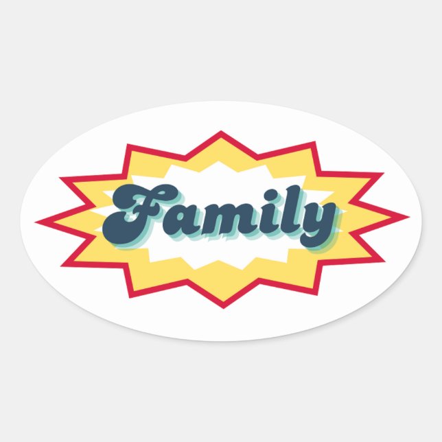 Adesivo Oval Family Sticker, comic book pop design (Frente)
