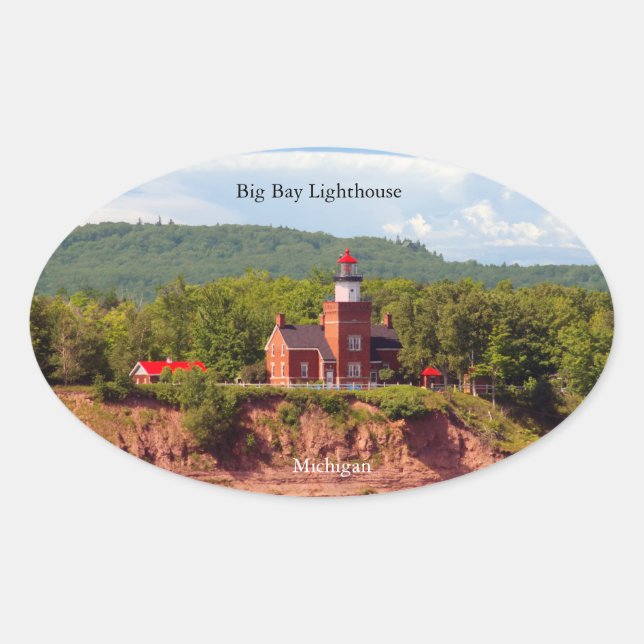 Adesivo Oval Farol Grande da Baía de vinheta de água (Frente)