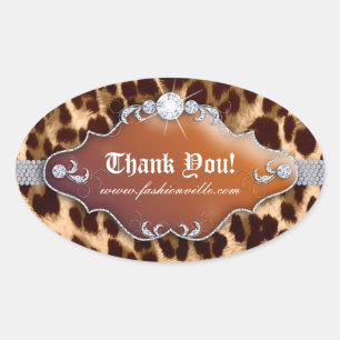 Adesivo Oval Fashion Leopard Sticker Jewelry Brown