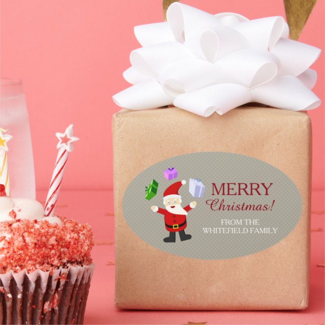 Adesivo Oval Fazendo malabarismo com o Papai Noel (Festa)