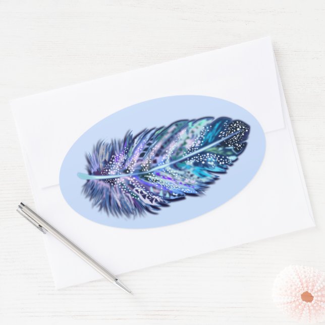 Adesivo Oval Feather Sticker (Envelope)