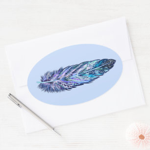 Adesivo Oval Feather Sticker