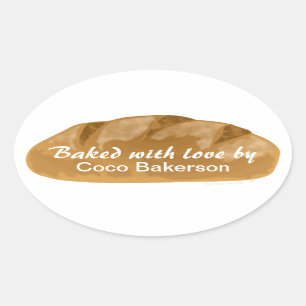 Adesivo Oval Feita Com Amor Por Pão De Pão