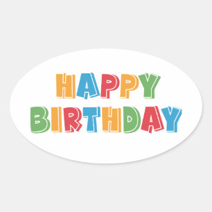 Adesivo Oval Feliz aniversário
