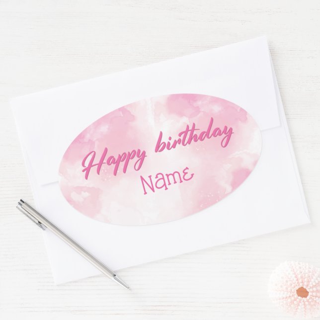 Adesivo Oval Feliz aniversário (Envelope)