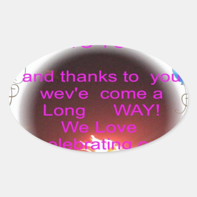 Adesivo Oval Feliz aniversário para você Art Impressão (Frente)