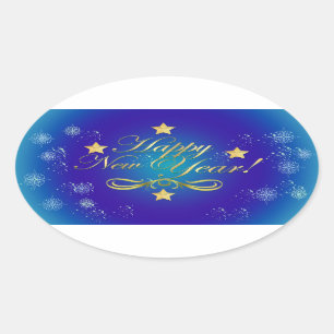 Adesivo Oval Feliz ano novo Oval Sticker