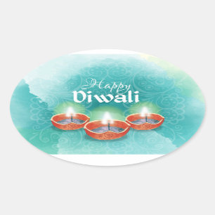 Adesivo Oval Feliz Diwali  