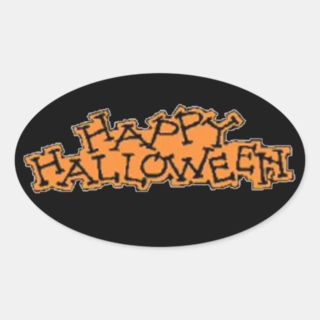 Adesivo Oval Feliz Halloween - Sticker (Frente)