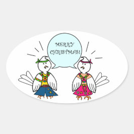 Adesivo Oval Feliz Hippie Natal