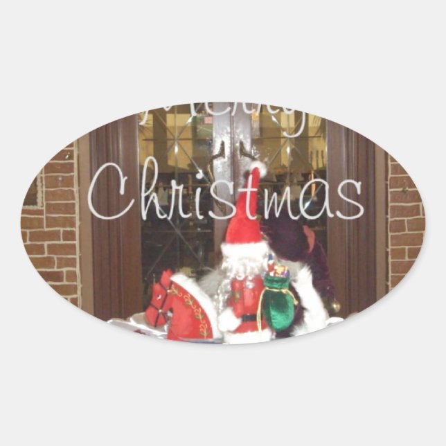 Adesivo Oval Feliz Natal longe de casa Inspirou A (Frente)