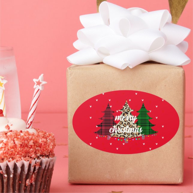 Adesivo Oval Feliz Natal Moderno & Elegante  (Festa)