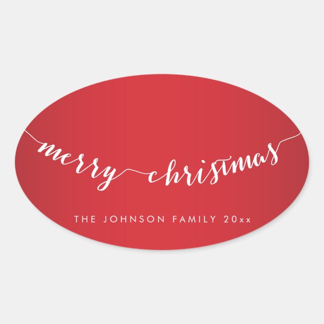 Adesivo Oval Feliz Natal - Vidro Vermelho (Frente)