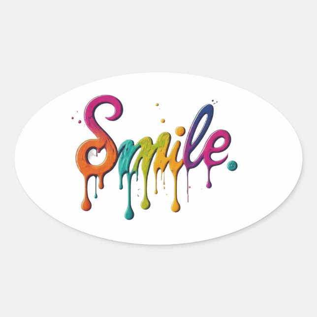 Adesivo Oval Feliz Sorriso (Frente)