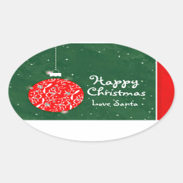 Adesivo Oval Feliz víscera de Natal verde