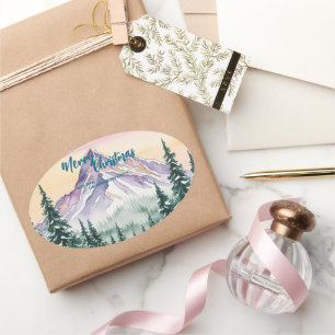 Adesivo Oval Feriado Dourado da Floresta de Natal Feliz