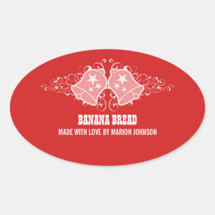 Adesivo Oval Feriados e pentes-pentes, vermelhos