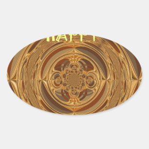 Adesivo Oval Feriados Felizes Círculo Impressão/Design