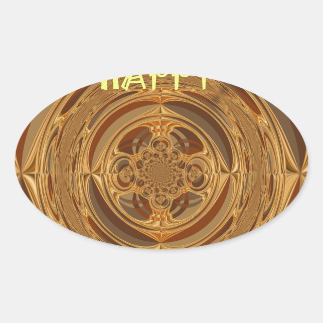 Adesivo Oval Feriados Felizes Círculo Impressão/Design (Frente)