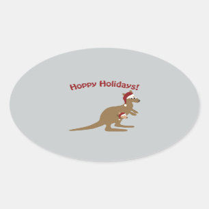 Adesivo Oval Feriados Hoppy! natal Kangaroo