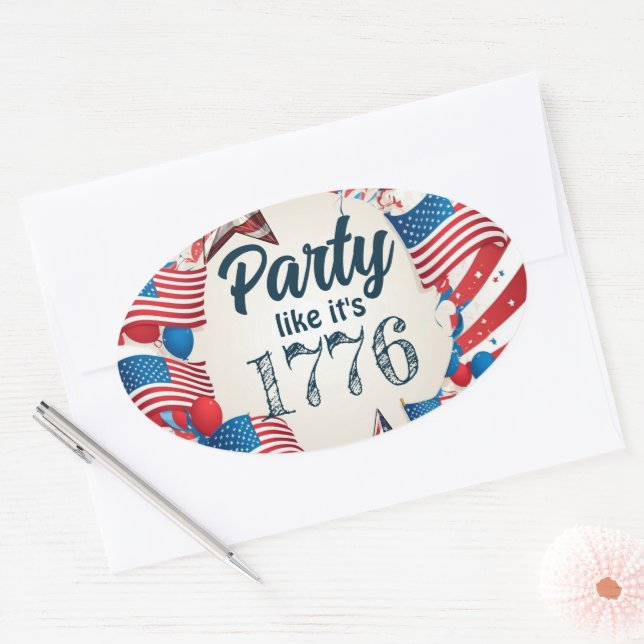 Adesivo Oval Festa de 4 de julho (Envelope)