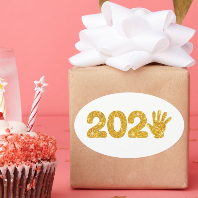 Adesivo Oval Festa de Ano Novo 2025 - Feliz ano novo 2025 (Festa)