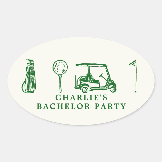 Adesivo Oval festa de despedida de solteiro de golfe (Frente)