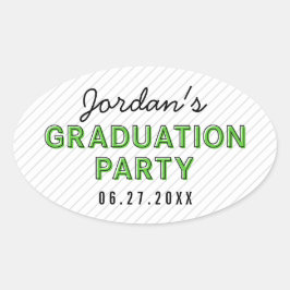 Adesivo Oval Festa de formatura Verde com Faixa Moderna