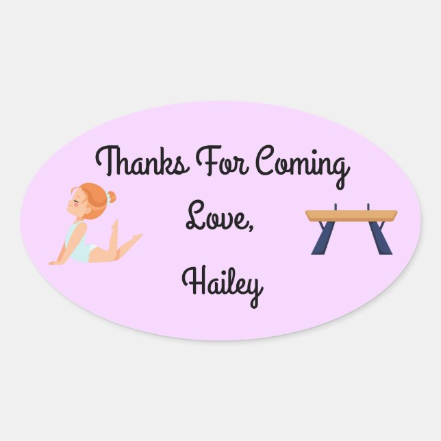 Adesivo Oval Festa de ginástica Obrigado Sticker (Frente)