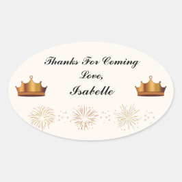 Adesivo Oval Festa Rapunzel Obrigado, Sticker