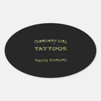 Adesivo Oval Fevereiro Rapariga Com Tatuagens Olhos Bonito