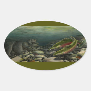 Adesivo Oval Fichas De Pesca Desapareceram Vinhetas De Arte De 