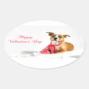 Adesivo Oval Filhote de cachorro de Pitbull do feliz dia dos