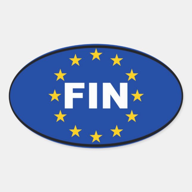 Adesivo Oval Finlândia - FIN - União Europeia (Frente)