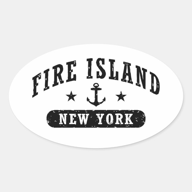 Adesivo Oval Fire Island New York (Frente)