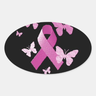 Adesivo Oval Fita cor-de-rosa da consciência