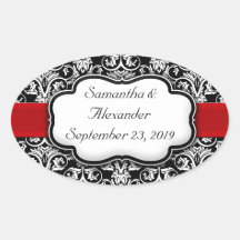 Fita Vermelha Preta/Branca com Damasco